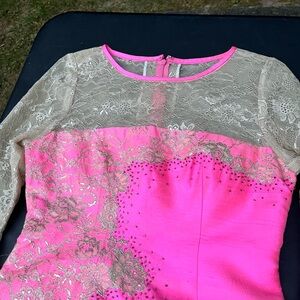 Pink and Gold Lace Dress